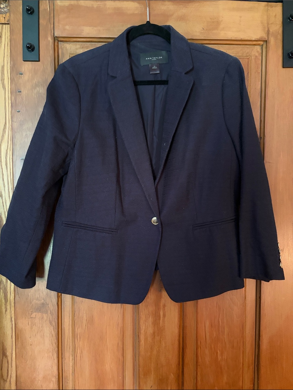 Ann Taylor Navy Single-Button Notch Lapel Blazer